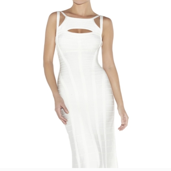 Herve Leger White Alabaster Long Bandage Gown - Picture 5 of 9